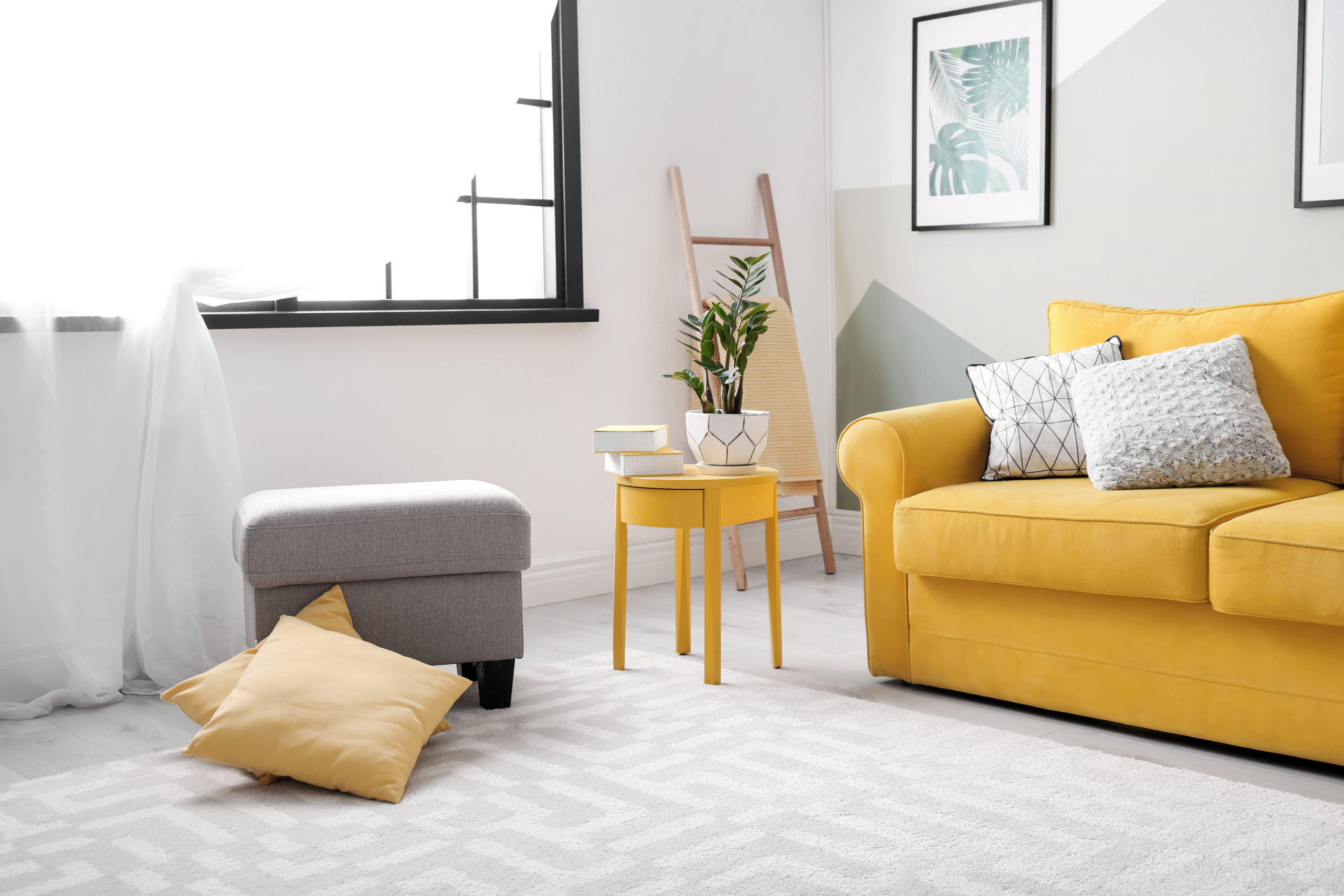 living room ideas with yellow sofa