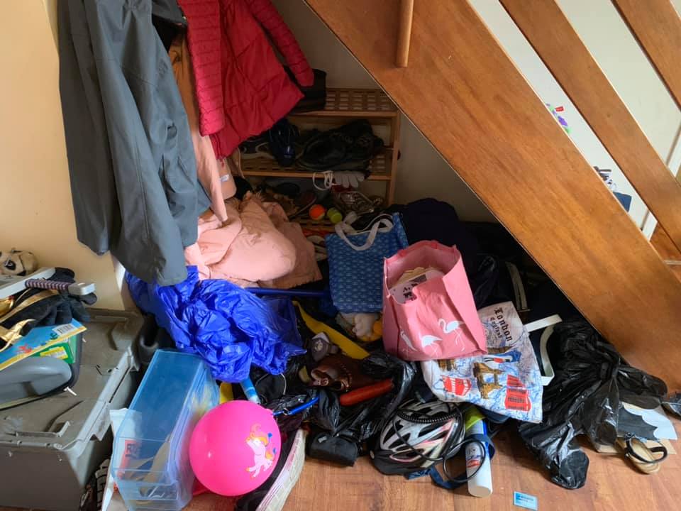 under the stairs declutter